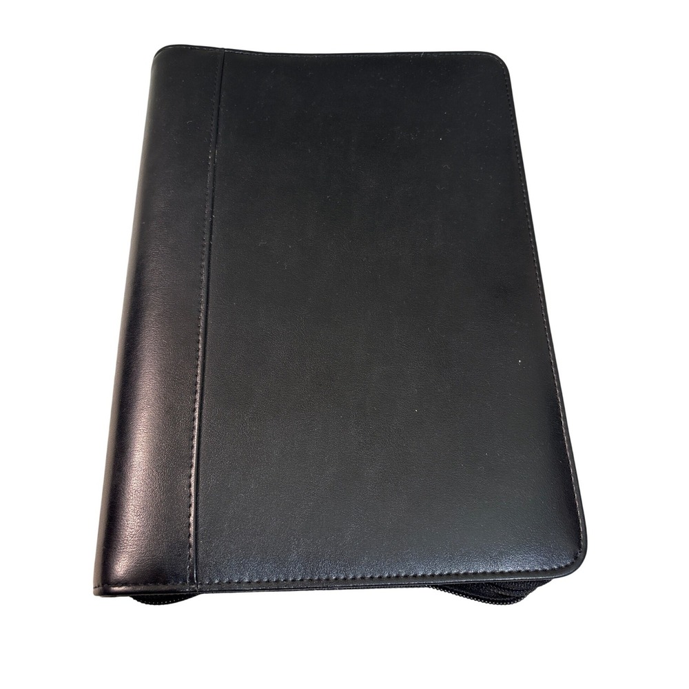 FranklinCovey‎ 365 Black Faux Leather 7-Ring Zippered Planner Binder 9.5x7